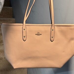 Coach Beige Leather Tote Bag